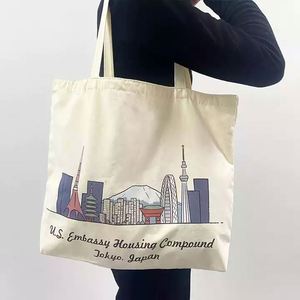 Custom Outdoor Fashion Beach Tote Bag Medium <b>Canvas</b> Full Color Handled with Shoulder Closure Custom Logo - Product Image 2