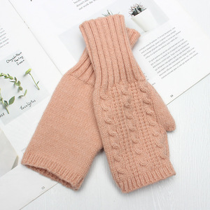 Guantes de medio dedo acrílicos de estilo para mujer, calentadores de muñeca de punto acanalado, mitones para Otoño Invierno, 2017 - Product Image 3