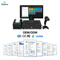 Caisse enregistreuse intelligente POS 15,6 pouces avec écran tactile Android 11 4 Go + 32 Go SSD et imprimante à découpe automatique 80 mm pour restaurants