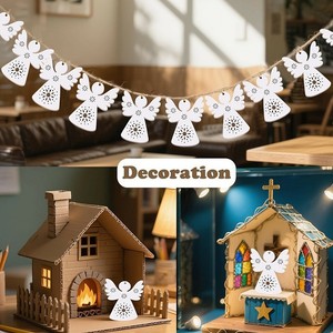 Ornement de Noël en bois découpé au laser, décoration suspendue pour la maison, cadeau artisanal pour enfants - Product Image 2
