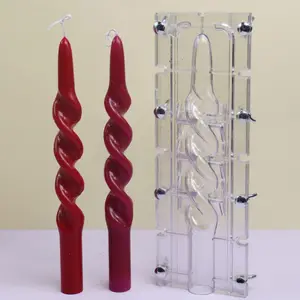 BS378 DIY手工蜡烛制作蜡3D 25厘米长柱锥形螺旋扭曲亚克力蜡烛模具