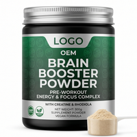 Poudre de créatine et de rhodiola pour la concentration, formule personnalisée, certifiée GMP, végétalienne, stimulant cérébral pour adultes, pré-entraînement, énergie, marque privée, vente en gros