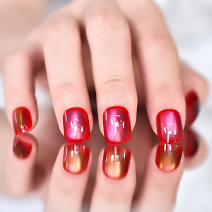 Prensa en las <span class=keywords><strong>uñas</strong></span>, ataúd cuadrado medio, diseño <span class=keywords><strong>de</strong></span> Ojos <span class=keywords><strong>de</strong></span> gato, <span class=keywords><strong>Gel</strong></span>, <span class=keywords><strong>uñas</strong></span> acrílicas <span class=keywords><strong>cortas</strong></span>, juego <span class=keywords><strong>de</strong></span> <span class=keywords><strong>uñas</strong></span> postizas, cubierta completa para mujeres - Product Image 5