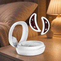 Coussinets LED en forme de croissant pour les yeux, thérapie par lumière rouge pour les poches sous les yeux et les rides, appareil de soin des yeux portable avec étui de charge et miroir, blanc