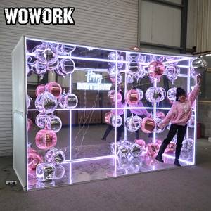 2026 WOWORK 批发可拆卸金属<span class=keywords><strong>360</strong></span>度无限镜面照相亭，适合派对活动装饰 - Product Image 3