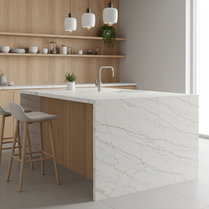 Losa de Cuarzo Artificial Blanco Calacatta HIC de Alta Calidad Directo de Fábrica para Encimeras de Cocina, Tocadores de Hotel y Recepción - Product Image 5