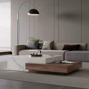<span class=keywords><strong>Table</strong></span> basse carrée en bois massif de style italien, moderne et luxueuse, pour salon, simple, rétractable, combinaison pour la maison, minimaliste - Product Image 4