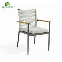 Chaise de salle à manger moderne pour patio, en aluminium tressé avec coussin, résistante aux intempéries, pour hôtel, complexe hôtelier, café, terrasse