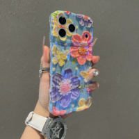 Nouvelle coque de téléphone antichoc et protectrice en gros, motif floral ondulé style peinture à l'huile, pour iPhone 17 16 15 Plus 13 12