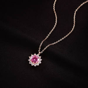 Collar con colgante en forma de flor de Sol de moissanita rosa de 1 quilate de plata <span class=keywords><strong>925</strong></span> sólida brillante de alta calidad para mujer - Product Image 6