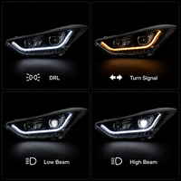 Ensemble de phares LED BK pour Hyundai Elantra 2012-2016, projecteur DRL, clignotant séquentiel, plug and play