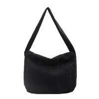 Sac fourre-tout en velours côtelé écologique personnalisé pour femmes avec fermeture éclair, poche intérieure et logo imprimé – Vente en gros directe usine
