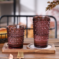 Verres à pied modernes en verre gaufré rose/violet pour fêtes de mariage, bars et Noël, écologiques, 10 oz, pour eau et vin