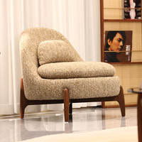 Fauteuil de loisirs convertible scandinave moderne, fauteuil d'appoint rembourré, base en bois massif, siège lounge en tissu chenille pour salon