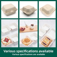 Boîtes d'emballage jetables biodégradables écologiques en bagasse, résistantes au micro-ondes, pour hamburgers, salades et pâtisseries