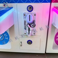 NAUGHTY DOG Mini machine à griffes de table en métal avec lecteur de cartes, éclairage LED dégradé coloré, fonctionnement par pièces et code QR, pour la distribution de poupées