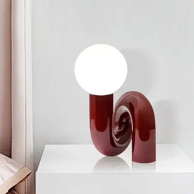 Lampe de table led ronde en résine de verre de haute qualité pour chambre à coucher, salon, bureau moderne