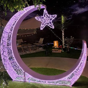 Décorations de rue extérieures, poteaux LED 3D, art abstrait de grande taille pour les fêtes, motifs de lune de Noël, éclairage paysager - Product Image 3