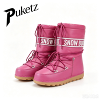 Bottes de ski d'hiver 2026 montantes isolées à semelle épaisse pour homme et femme, bottes de neige légères à bout rond avec tige en tissu, chaudes