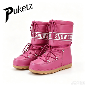 Bottes de <span class=keywords><strong>ski</strong></span> d'hiver 2026 montantes isolées à semelle épaisse pour homme et femme, bottes de neige légères à bout rond avec tige en tissu, chaudes - Product Image 6