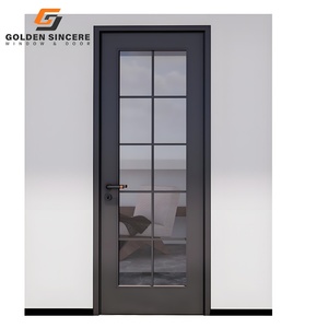 Porte battante en aluminium pour chambre moderne GS avec panneau en verre dépoli ou transparent - Product Image 4