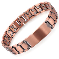 Gelang Magnet Terapi Kesehatan Energi Dua Baris Elang Tembaga Murni 99,99% Berkualitas Tinggi Retro Mewah untuk Hadiah Pria