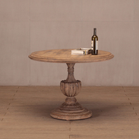 Table à manger ronde créative en chêne massif blanc, style Wabi-Sabi, faite à la main, écologique, vente en gros d'usine