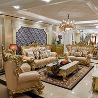 Französisches Luxus-Echtleder-Sofa-Set Türkische Königliche Handgeschnitzte Holzsofas Moderne Nordische Wohnzimmermöbel