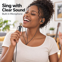Écouteurs intra-auriculaires filaires 3,5 mm avec transducteur dynamique 11 mm, son stéréo HiFi, microphone intégré, contrôle du volume coulissant, câble TPE de 1,2 m