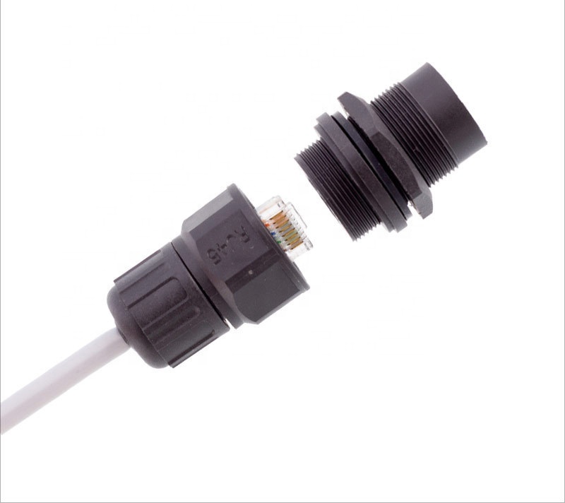 IP67 ri45кабельная втулка 7/16 стандарт США Rj45 водонепроницаемый соединитель открытие установки от провода к проводу гигабитные сетевые винтовые зубцы