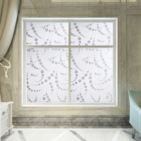 Film adhésif statique pour fenêtre, motif floral mosaïque bleu, film décoratif pour vitres, amovible, motif de fleurs craquelées, pour salle de bain et maison