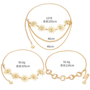 Cadena Corporal YL04 Dorada con Diseño de Sol, Luna y Estrellas, Cadena Dorada de Estilo Mixto, Cinturón Ajustable para Mujer, Accesorio de Moda para Vestidos de Fiesta - Product Image 2