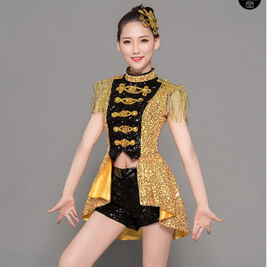 <span class=keywords><strong>ชุด</strong></span>แสดงเต้นแจ๊สแบบใหม่ ผ้าไหม/ผ้าฝ้าย ประดับเลื่อม สำหรับการแสดงกลางคืน ผู้ใหญ่ <span class=keywords><strong>ชุด</strong></span>เต้น<span class=keywords><strong>กลอง</strong></span> แต่งพู่หางนกนางแอ่น - Product Image 3