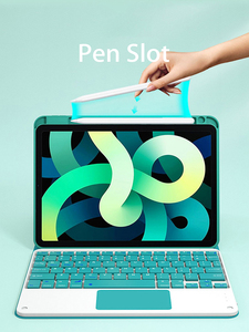 เคสคีย์บอร์ดไร้สายสำหรับ <span class=keywords><strong>iPad</strong></span> Pro <span class=keywords><strong>11Pro</strong></span> 10.5/10.2 Air 4 3 2 พร้อมที่ใส่ปากกา ที่ตั้งวาง และแป้นทัชแพดอัจฉริยะ - Product Image 5