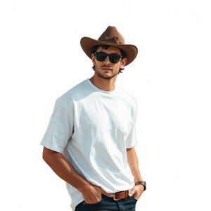 Camiseta de Lujo 100% Algodón Tejido Estampado Estilo Chino 240GSM Unisex Lisa Oversize de Gran Gramaje para Hombre - Product Image 2