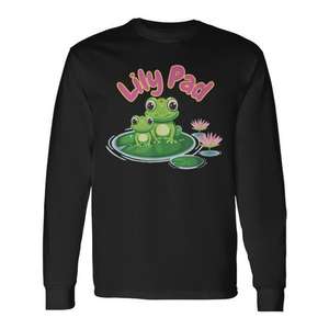 Frog Lily <b>Pad</b> Toddler Kids Long Sleeve T-<b>Shirt</b> With Cute Frogs Design For Children - Product Image 1