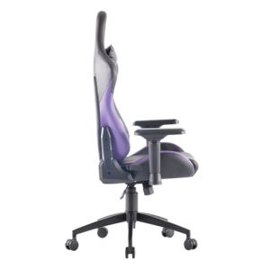 Silla de Juego Ergonómica 4D Personalizada al por Mayor, Reposabrazos 4D, Estructura de Metal, Reposacabezas Reclinable, Almohada Lumbar, Negro y Morado - Product Image 3
