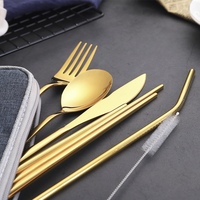 Ensemble de couverts portables en acier inoxydable pour le camping et les voyages en plein air, avec fourchette et cuillère