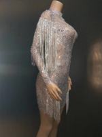 Costume en maille pour femmes, vêtement De luxe, avec des strass et des paillettes, tenue De fête d'anniversaire, De scène
