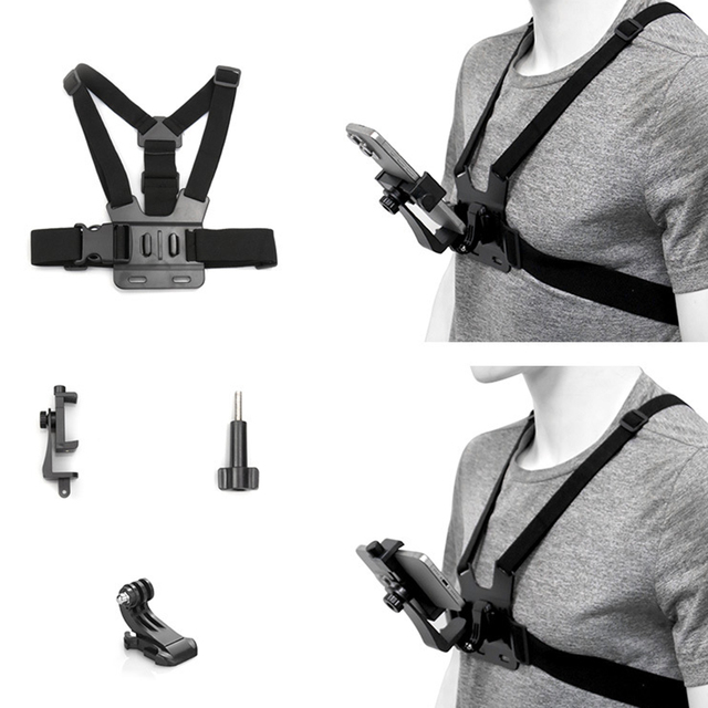 Mobile Phone Chest Mount Harness Strap Holder Cell Phone Clip Action Camera POV for Samsung iPhone