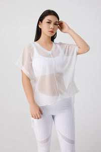 Vêtements de <span class=keywords><strong>yoga</strong></span> pour femmes Hauts de <span class=keywords><strong>yoga</strong></span> deux pièces en maille blanche respirante Pantalons de <span class=keywords><strong>yoga</strong></span> blancs Kit de vêtements de gymnastique pour femmes - Product Image 3