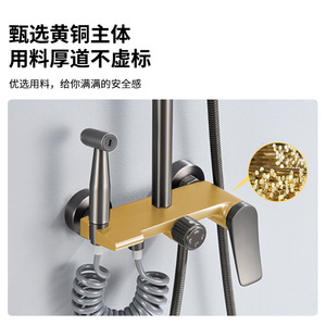 Cross Border Brass Four Function Shower Head Set XL 3106 Wall <b>Mounted</b> Top <b>Spray</b> Boosted Heated Dual Control - Product Image 5