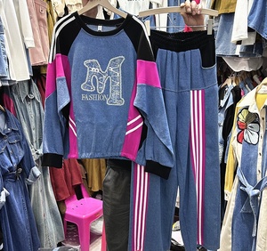 Conjunto de Top Pullover de Manga Longa em Patchwork + Calças Jeans com Cintura Elástica 2026 - Product Image 1