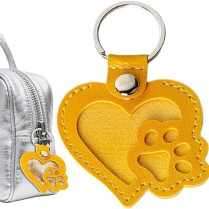 Dễ Thương Hình Trái Tim Mèo Và Con Chó Tóc Lưu Trữ <span class=keywords><strong>Keychain</strong></span> Biểu Tượng Tùy Chỉnh Kim Loại Vật Nuôi Chân Tưởng Niệm Mặt Dây Chuyền Cho Chủ sở hữu PU Chất Liệu Da - Product Image 2