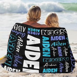 Manta de Franela Minimalista con Nombre Personalizado, Manta Ligera y Transpirable para Dormitorio o Sala de Estar, Impresión Personalizada - Product Image 4