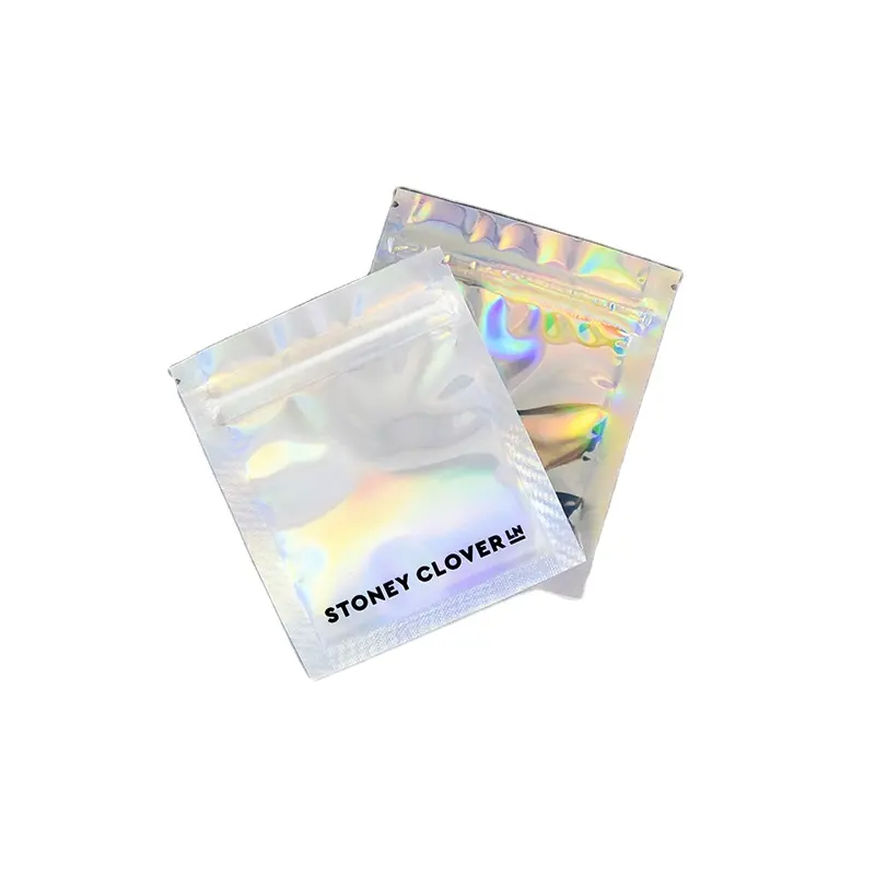 Irisé hologramme holographique emballage Ziplock pochette sacs arc-en-ciel Kraft papier sac à fermeture éclair hologramme lunettes lunettes de soleil sac à fermeture éclair