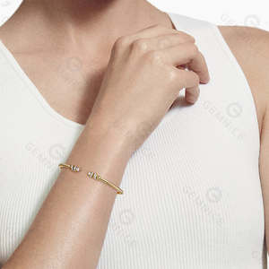 Gemne Vintage Twisted <span class=keywords><strong>Cuff</strong></span> <span class=keywords><strong>Bracelet</strong></span> Zircon Pavimentado 925 Sterling <span class=keywords><strong>Silver</strong></span> Bangle14k Chapado en oro Pulsera de joyería fina para mujer - Product Image 2