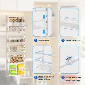 6 tầng có thể điều chỉnh giỏ treo tường kim loại gia vị giá đựng thức ăn treo lưu trữ và tổ chức trên cửa đựng thức ăn tổ chức - Product Image 3