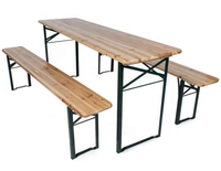Ensemble table et bancs pliants en bois robuste de 180 cm pour usage extérieur en entrepôt et parc