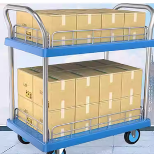 Chariot de transport double couche MILLMISS pour entrepôt, chariot à roulettes amovible léger avec poignée pour <span class=keywords><strong>le</strong></span> transport de marchandises - Product Image 1